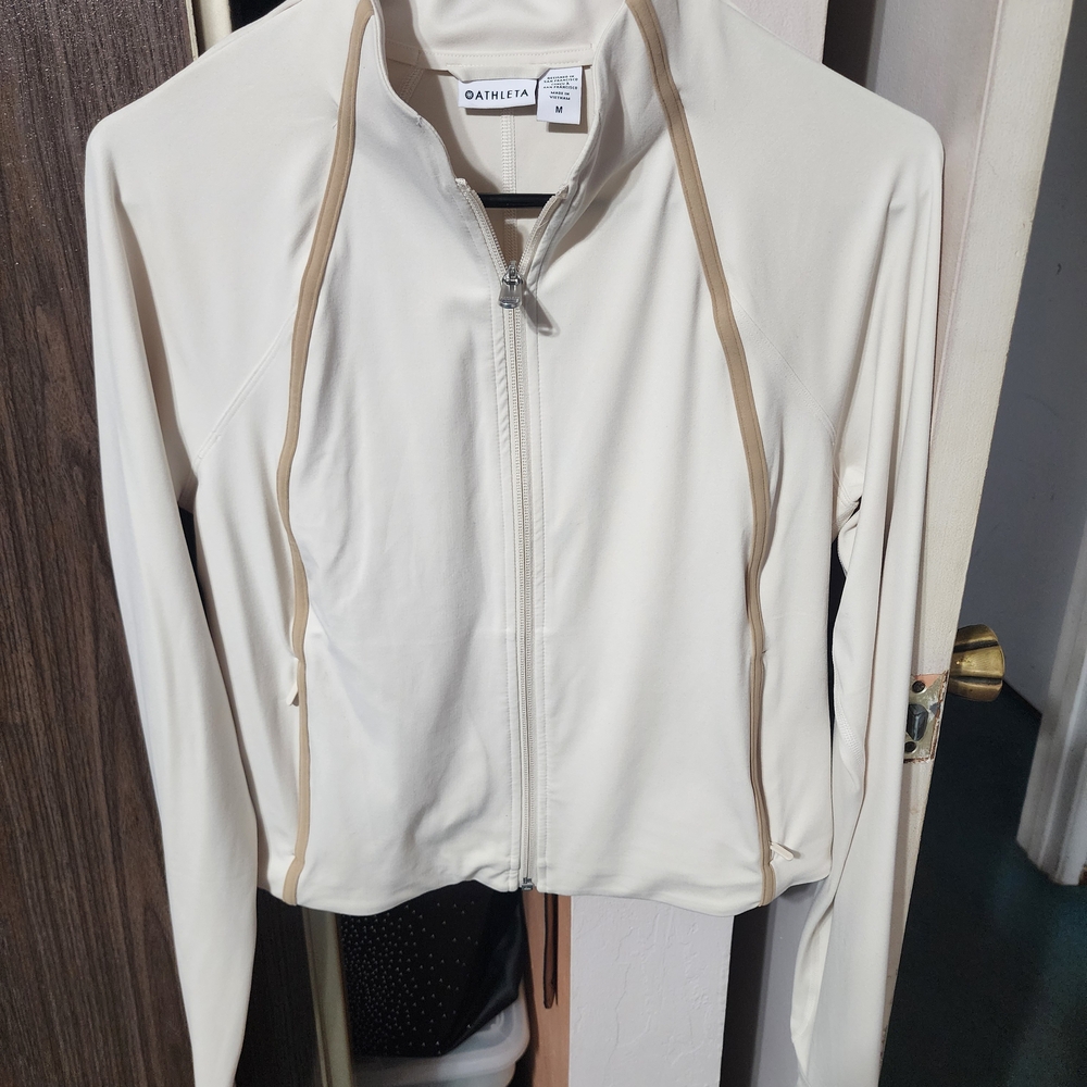 Athleta Salutation Cream Zip-up Jacket